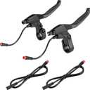 2 Pin Brake Levers with Extension line, Brake Lever Handle Bar Grips 2 Wires Left & Right for Electric Bicycle E-Bike Replacement Parts (1 Pair)
