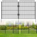 10 Panels No Dig Tall Decorative Garden Fence with Double Lock, 40 in(H) X 24 ft(L) Animal Barrier Fencing Outdoor for Yard,Rustproof Metal Garden Edging and Borders, Temporary Ground Stakes