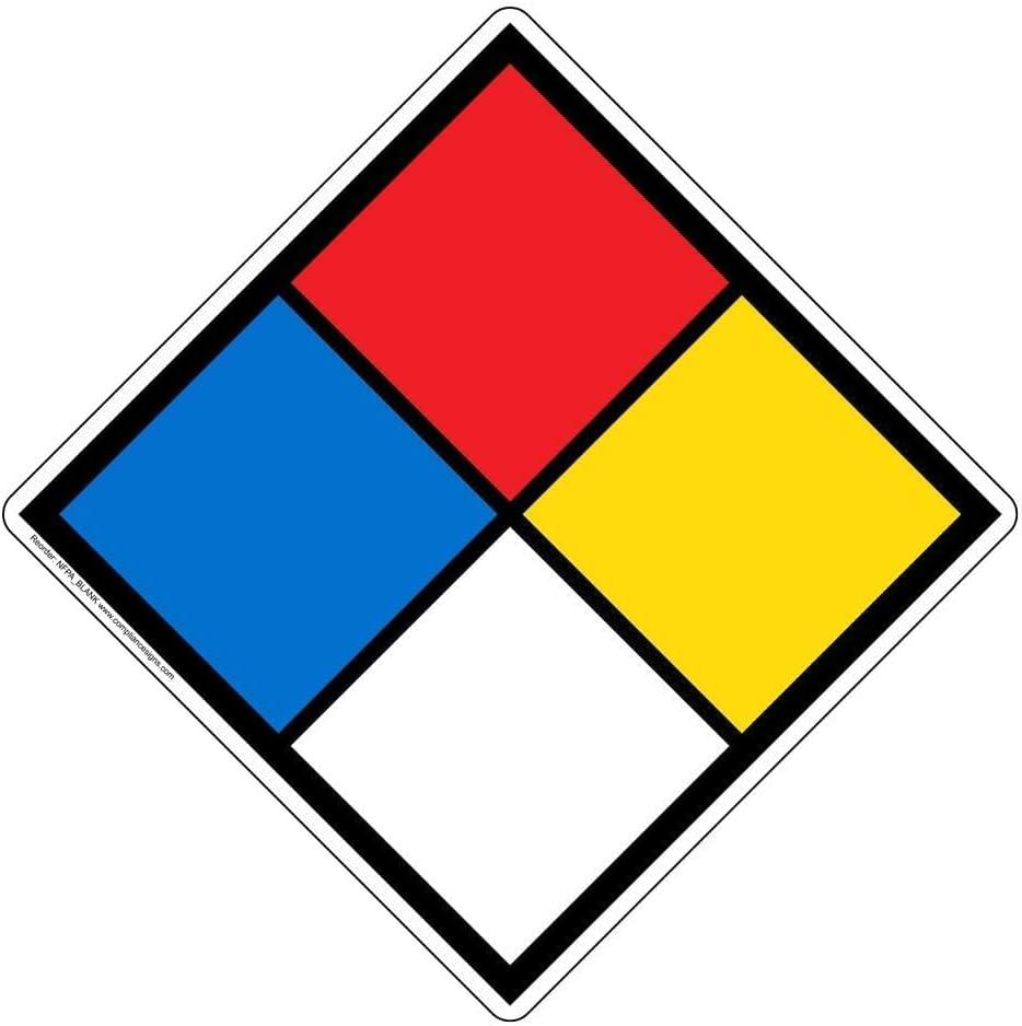 12 inch NFPA 704 Placard Diamond, All Weather Vinyl NFPA Decal Label, BLANK Sticker with Adhesive Backing, Customizable for any Hazard Identification, Made in the USA by ComplianceSigns