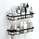 Uninol Shower Caddy Organizer with Hooks,Self Adhesive Bathroom Shelves,No Drilling Bathroom Organizers and Storage,Perfect for RV, Apartment, Home Decor,2 Pack Black