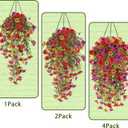 4PCS Artificial Hanging Flowers for Outdoors Summer Decoration, Upgrade UV Resistant Faux Silk Hanging Plants for Outside Home Planter Porch Patio Decor (Multicolour)