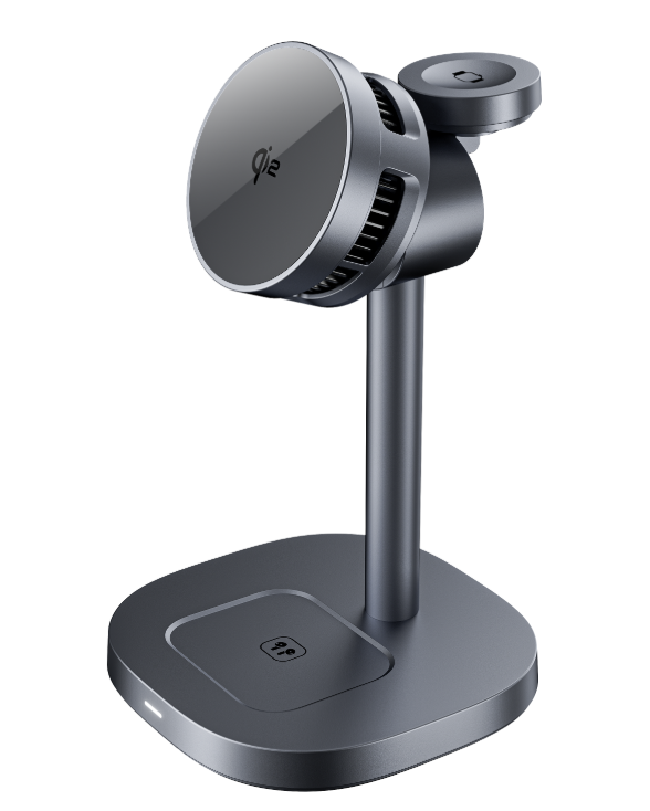 Qi2 3 in 1 Wireless Charging Station with TEC Cooling Chips , Certified 15W Fast Wireless Charger for iPhone 16-12 Series