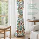 Topfinel Sage Green Whimsical Floral Curtains 96 Inches Long for Sliding Glass Door Butterfly Bird of Paradise Soft Textured Drapes Hooks Rings for Large Blackout Window Sliding Door, 2 Panels, 52"W x 96"L