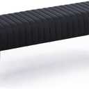 Furnimart 44 Inch Bedroom Ottoman Bench, Black Upholstered End of Bed Bench with Gold Legs for Living Room Bedroom Dinning Room Entryway, Black