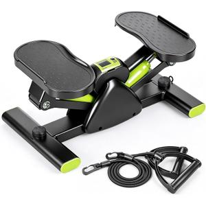 Rock Stepper Side-to-Side Lateral Exercise Machine – Quiet & Stable Low-Impact Hydraulic Rocking Stepper with Resistance Bands & Gym Accessories Equipment for Home Office Workout,Green