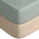 Yoofoss Pack and Play Sheets Fitted, Mini Crib Sheets 2-Pack for Pack N Play Mattress, Stretchy Playard Sheet, Soft and Breathable (Apricot-Green)