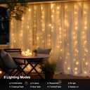 echosari 300 LED Curtain Lights Battery Operated, 9.8ft9.8ft Hanging Light with Remote Timer Fairy Curtain Lights for Bedroom Patio Wedding Backdrop Party Decor (Warm White)