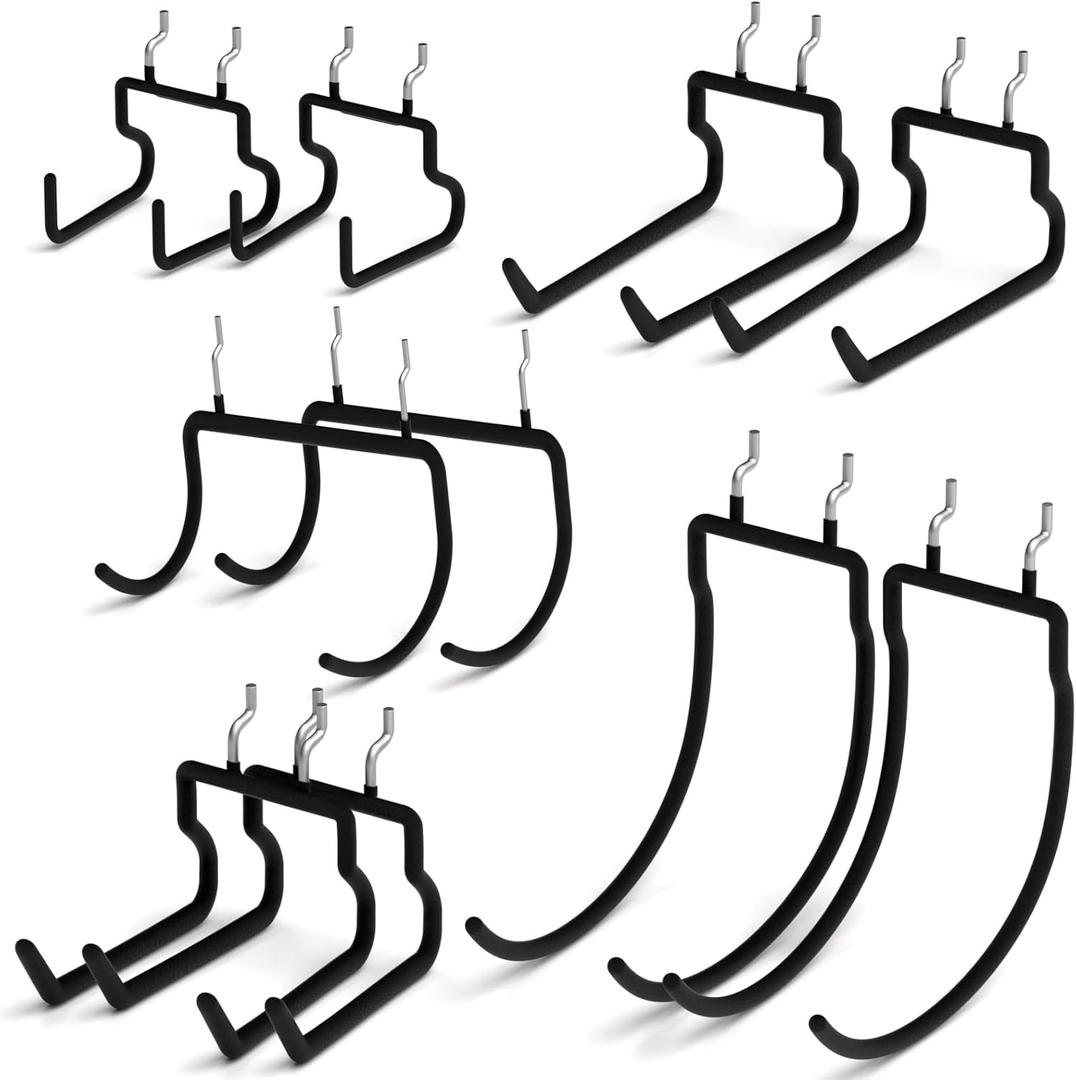 INCLY 10 Pack Heavy Duty Pegboard Hooks, 1/4" Pegboard Drill Holder Tool Utility Hooks, Peg Board Tool Hangers Accessories for Hanging Power Tools, Drill, Hammer, Workbench, Garage