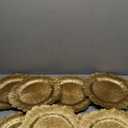 MAONAME 13" Gold Charger Plates Set of 8, Round Reef Chargers for Dinner Plates, Plastic Plate Chargers for Table Setting, Wedding Decor