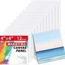12 Pack 4x4 Inch Mini Canvas Boards for Painting, Small Square Canvas Panels, 100% Cotton Primed Acid-Free for Acrylic Paint