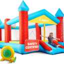 Bouncy House - 16.8' x8.9' Ft Extra Large, Inflatable Bounce House for Kids and Adults - with Air Blower, Volleyball Net, Basketball Hoop and Slide - ASTM Certified