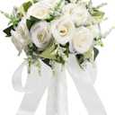 Wedding Bouquets for Bride Bridesmaid Bouquet Ivory Bridal Bouquet Artificial Roses for Wedding Church Home Decoration (Ivory)