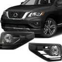Silscvtt 2Pcs Fog Lights Assembly Replacement for 2017-2019 Pathfinder Clear Lens with Switch Bezel Wires Bulbs Left+Right Side (Passenger & Driver Side)