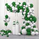 Emerald Green Silver White Balloon Arch Kit - Dark Green White Balloons Metallic Silver Balloon Garland for Camo Military Video Game Birthday Jungle Baby Shower Graduation Party Decorations