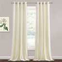 StangH 120 inches Long Curtains Velvet - Thick Texture Winter-Proof Light Blocking White Velvet Curtains High Ceiling to Floor Tall Curtain Backdrops for Holiday Wedding, Ivory, W52 x L120, 2 Panels