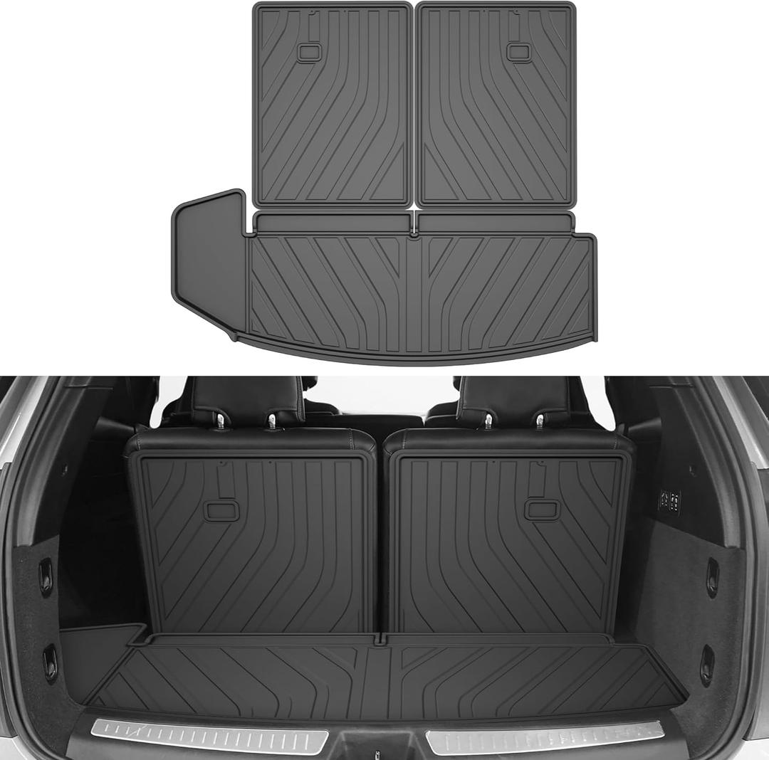 Cargo Liner & Third Row Seat Back Mats Custom Fit for Cadillac XT6 20202025 2026, TPE All Weather Waterproof Rear Cargo Mat Rear Trunk Liner Back Seat Cover Protector Trunk Mat Tray Pad Boot