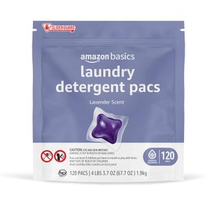 Amazon Basics Laundry Detergent Pacs, Lavender Scent, 120 Count (New Packaging)