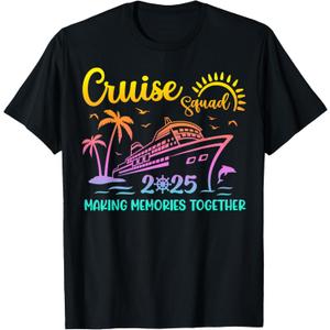 Cruise Squad 2025 Family Friends Vacation Matching Group T-Shirt (Small, Black)