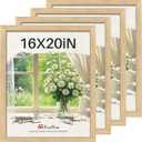 16x20 Picture Frame 4 Pack, Natural Oak Wood, Wall Gallery Poster Frame