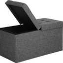 SONGMICS MAZIE Collection - 30 Inches Storage Ottoman, Foldable Storage Bench with Flipping Lid, 660 lb Load Capacity, for Entryway, Living Room, Bedroom, Dark Gray ULSF46GYZ