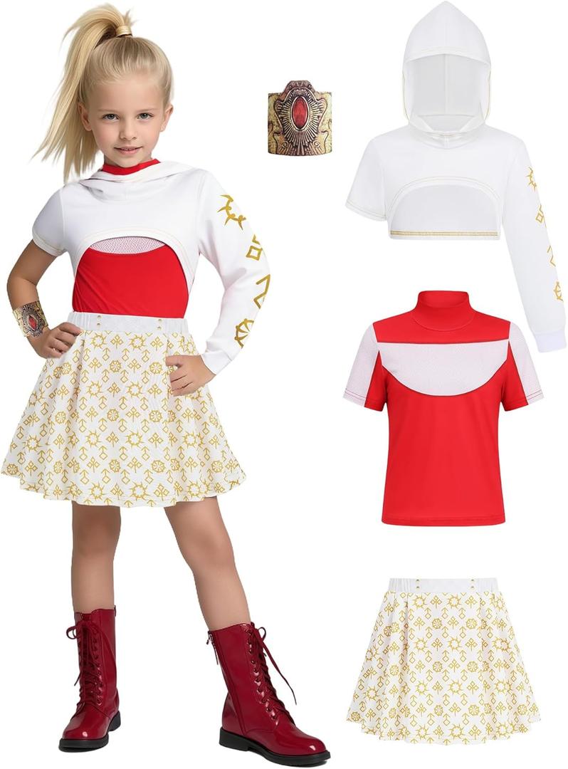 IBQ Kids Costume Set for Cheerleader Costume Girls Halloween Dress Up (140 9-10 Years)