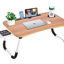 Laptop Bed Desk Table Tray Stand with Cup Holder/Drawer for Bed/Sofa/Couch/Study/Reading/Writing On Low Sitting Floor Large Portable Foldable Lap Desk Bed Trays for Eating and Laptops, 23.5"x15.5"