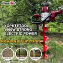 1500W Electric Post-Hole Digger with 6-Inch Auger Bit, Earth Auger Drill, Auger Bit Earth Auger, Ideal for Post Hole Digging, Drilling, Tree Planting, Red