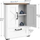 HOOBRO Farmhouse Wall Mounted Cabinet with Adjustable Shelf, Medicine Cabinet with Flip-Down Door, Over The Toilet Bathroom Organizer, for Small Bathroom, Kitchen, White and Walnut, 7.1"D x 15.7"W x 21.5"H