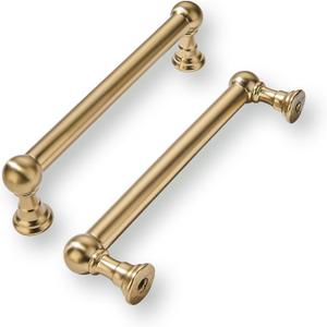 khtumeware 2 Pack Champagne Bronze Cabinet Pulls 4 Inch(101.6mm) Hole Centers Satin Brass Kitchen Cabinet Handles Cabinet Hardware for Cabinets Cupboard Handles Drawer Pulls