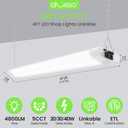 ALUSSO LED Shop Lights 4FT for Garage, 4800LM Super Bright, Adjustable 2700K 3000K 4000K 5000K 6500K, 120V, Warm to Cool Daylight Linkable Shop Lights for Workshop/Basement, ETL Listed, 4 Pack