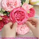 peonies artificial flowers 12 Bundles pink flowers bouquet, Lifelike Silk Fake Peonies with Stems for Home Table Centerpieces, Wedding, Party & DIY Bridal Floral Arrangements (Rose red + pink)