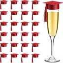MotiMind 60 Pcs 2026 Mini Graduation Cap with Tassels Small Grad Hat Drink Topper Decoration for Champagne Flutes Wine Glasses or Cupcake for Grad Prom Party Push Pops Supplies(Burgundy Red)