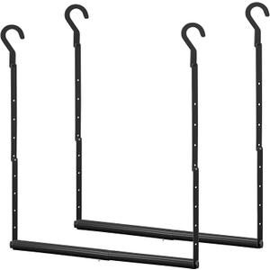 STORAGE MANIAC Adjustable Closet Rod Hanging Clothes Heavy Duty Closet Extender Hanging Rod Space-Saving Clothes Hanging Bar Double Closet Hanging Rod Hanging Closet Organizer Closet Bar,2 Pack Black
