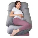 Pregnancy Pillow, U Shaped Full Body Pillow for Maternity Support, Sleeping Pillow with Cover for Pregnant Women (Dark Grey)
