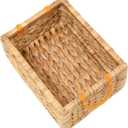 Water Hyacinth Storage Baskets For Organizing, Wicker Baskets For Storage With Macrame Handle, Small Woven Basket Small Wicker Blanket Basket For Organizing, Rectangular Woven Blanket 12x9x5 In