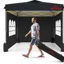 10x10 Pop Up Canopy with Sidewalls, Easy Up Canopy Tent, Heavy Duty Tents for Parties, One Person Set Up Event Tent, Black