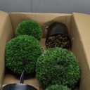 2 Pack Fake Shrubs Plants Potted,24" 2FT Artificial Topiaries Cypress Ball Tree,Faux Topiary Ball Trees for Front Door Porch Decor Lifelike Fake Plant Greenery Arrangements-2 Ball Green (2ft 2ball)