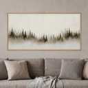 Aryroi Abstract Neutral Gray Forest Landscape Framed Canvas Wall Art Set, Watercolor Foggy Woodland Wall Decor, Modern Minimalist Misty Pine Tree Artwork for Living Room, Farmhouse, Office- 20"x40"x1