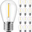 Moonflor S14 LED Light Bulbs 15 Pack 1W (Equivalent to 11 W) Shatterproof Replacement Bulbs with E26 Medium Base, Warm LED Bulbs for Outdoor Patio Garden Vintage String Lights