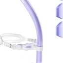 CAPAS Training Swim Snorkel for Lap Swimming, Swivel Headband Ultimate Fit Center-Mount Swimmers Snorkel with Liquid Silicone Mouthpiece Adjustable Strap, Designed for Adult Men Women (Purple White)