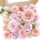 Rose Artificial Flowers Combo Fake Flowers Rose Silk Flowers with Stems for DIY Wedding Bouquets Centerpieces Arrangements Table Decor Valentine's Day Bridal Baby Shower Party Home Decor(Nude Pink)