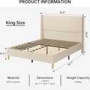 IDEALHOUSE King Size Corduroy Upholstered Bed Frame, Platform Bed with 51" Tall Vertical Stripe Wingback Headboard, No Box Spring Needed/ Wooden Slats/ Noise Free/ Beige