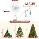 Lewondr Christmas Snowflake Tree Topper, 12.2in Xmas Tree Topper with Glittered Epoxy & 30 Colorful LED, Remote&USB Powered Snowflake Treetop, Xmas Decor for Home Party, 6H Timer&8 Modes, Silver White