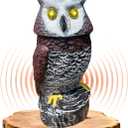 Ugold Solar Powered Garden Owl with Motion Detection, Rotating Head, Realistic Hoots and Silent Mode, Outdoor Statue and Sculpture, Owl Decoration for Home, Garden, Patio and Lawn