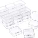 24 Packs Small Clear Plastic Beads Storage Containers Box with Hinged Lid for Storage of Small Items, Crafts, Jewelry, Hardware(2.12 x 2.12 x 0.79 Inches)