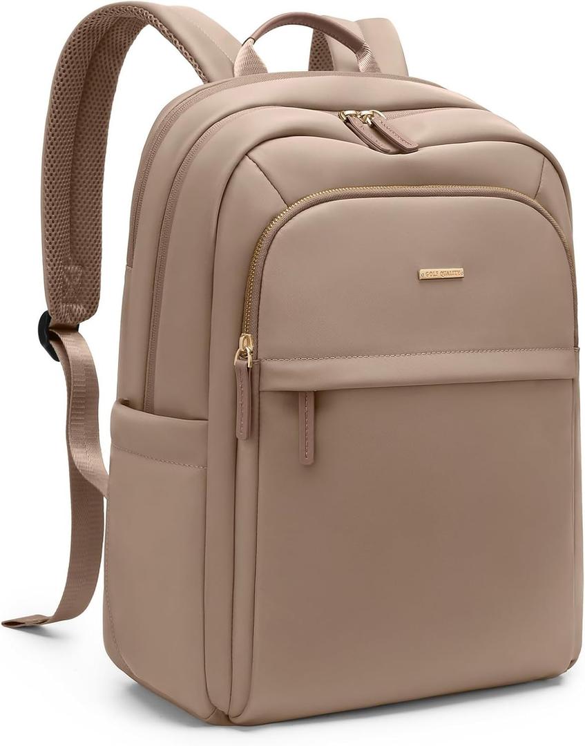 Travel Backpack for Women Personal Carry On Bag Business Weekender Hiking Multilayer Laptop Bag,16 Inch,Champagne Brown