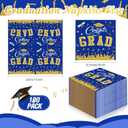 Supervitae 100 Pcs Graduation Napkins Class of 2026 Disposable Graduation Cocktail Napkin Congrats Grad Square Paper Tissues for 2026 High School University College Party Supplies(Blue,Grad)