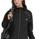 LAZAWG Women's Rain Jacket Lightweight Waterproof Raincoat Breathable for Summer Spring Hiking Travel Fit Light Rain (Black, M)