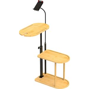 Linkidea Wooden Bathtub Tray with Tablet Holder, 3 Layers Multifunctional Bath Caddy for Space Save, Adjustable Bathroom Accessories Suitable for Phone, Toiletries Organize