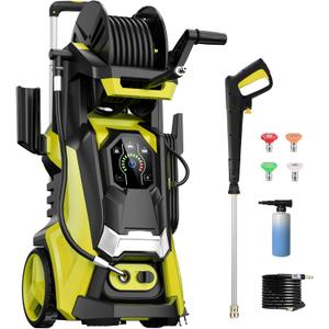 Electric Pressure Washer 5000PSIMax 3.6GPM Power Washer Touch Screen Adjustable Pressure 4 Nozzles and 500ml Foam Cannon Power Washer Cleaning for Car Yellow
